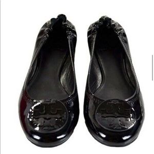 Black patent Tory Burch round-toe ballet flats